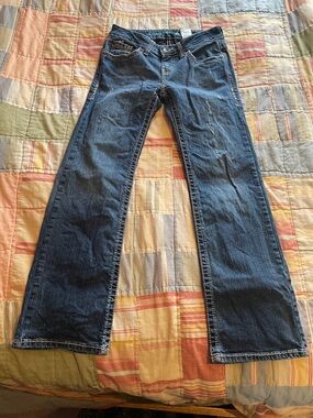 Women's Dark Blue Bootcut Jeans - Classic Five-Pocket Style